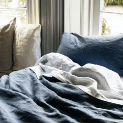 Image showing the Cotton Linen Mix Duvet Cover, Super King, Blueberry product.