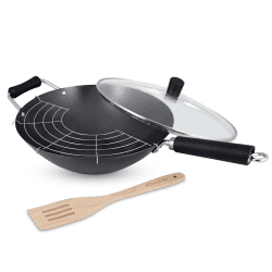 Image showing the Excellence Carbon Steel 4-Piece Wok Set, 31cm product.
