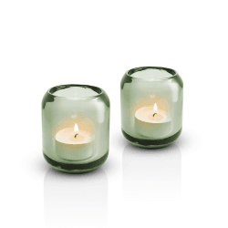 Image showing the Acorn Set of 2 Tealight Holders, H8 x D7cm, Leaf Green product.