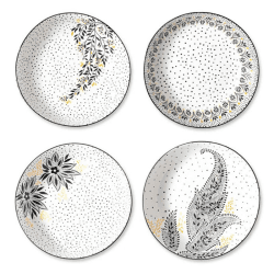 Image showing the Artisanne Noir Set of 4 Low Bowls, D22cm, Monochrome product.