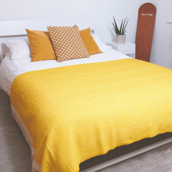 Image showing the Herringbone Blanket, 130 x 250cm, Yellow/Cream product.