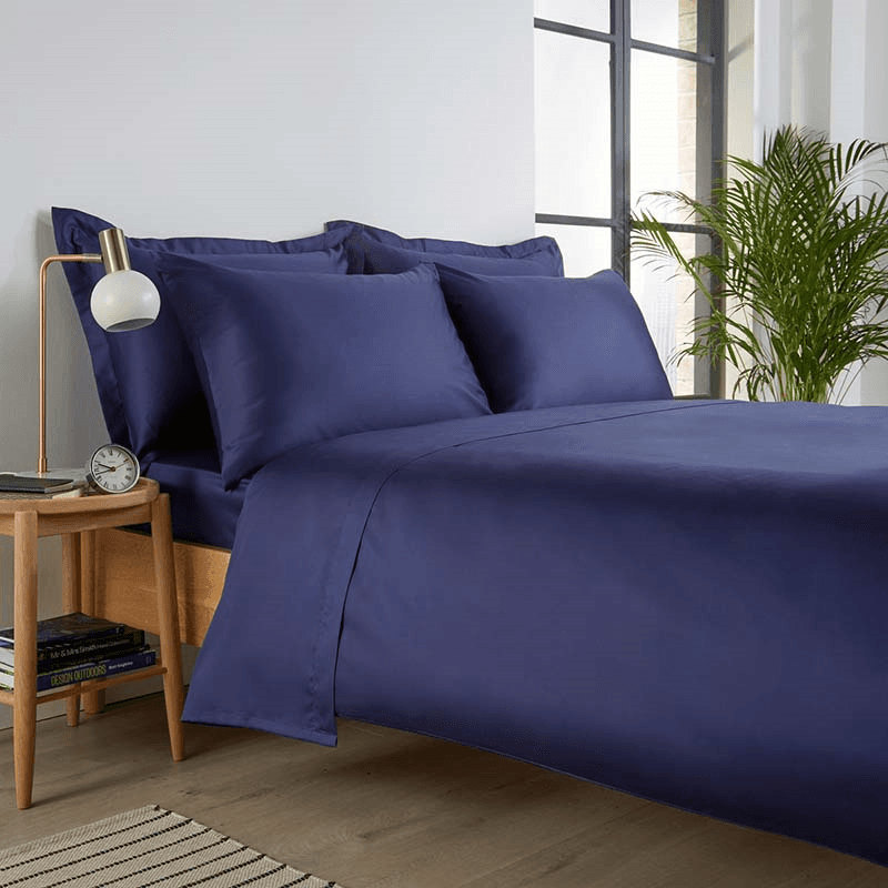 Sateen Pair of Oxford Pillowcases, Navy