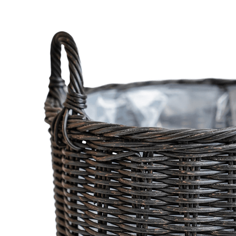 Polyrattan Set of 2 Lined Planters, Willow