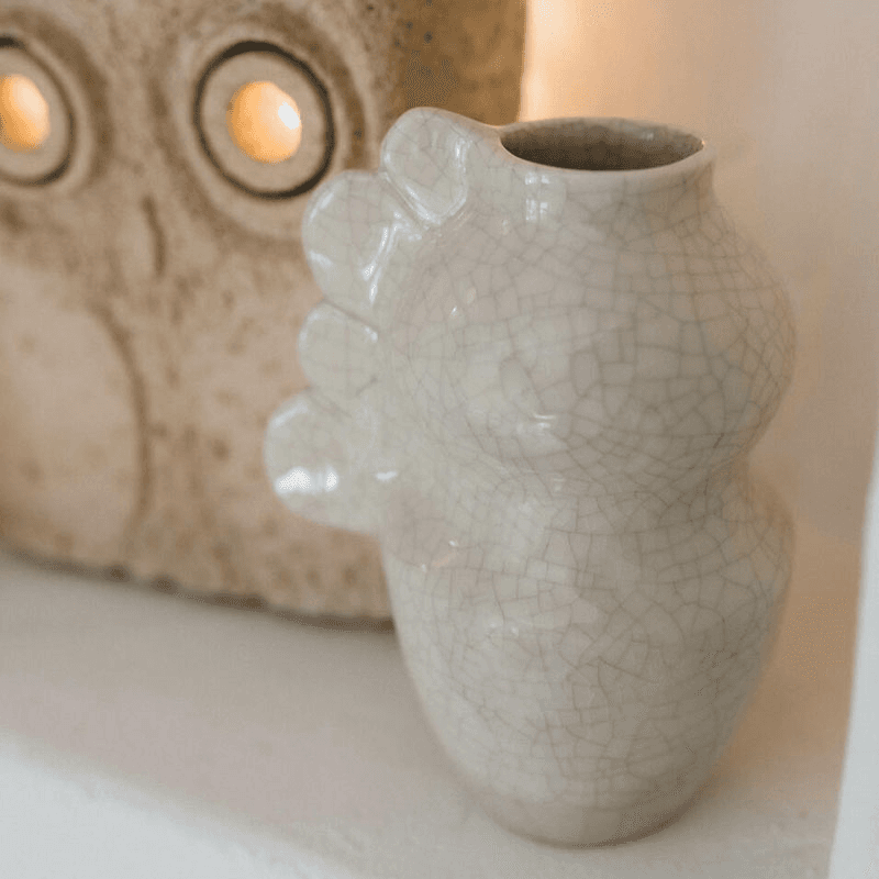 Les Sages Limited Edition Medee Vase, H16cm, Crackle Cream