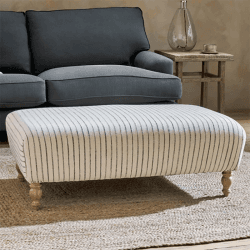 Image showing the Sanja Stripe Upholstered Ottoman, Off White product.