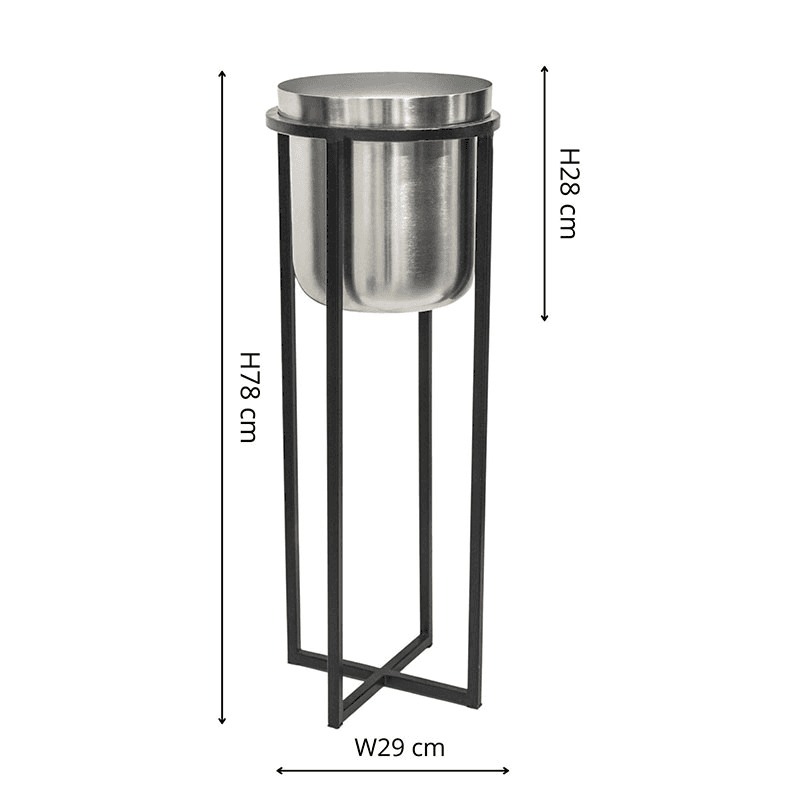 Calla Planter Stand, D29cm, Black/Pewter