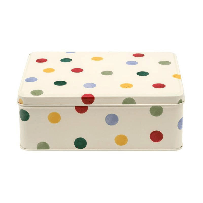 Polka Dot Deep Rectangular tin, 19cm x 15cm x 7cm