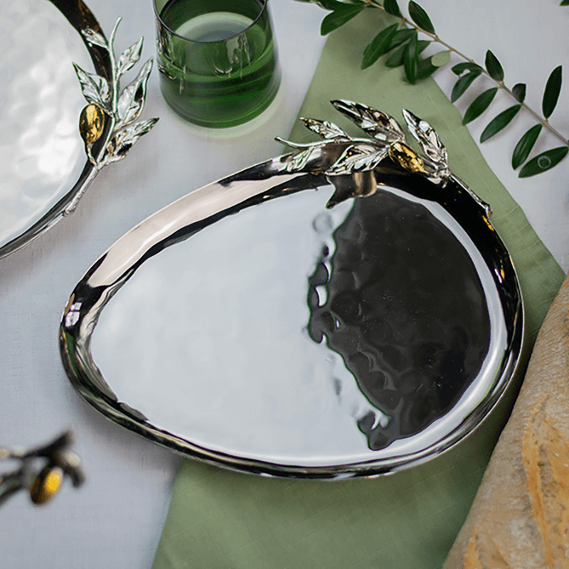 Olive Serving Tray, L23 x W29cm, Silver
