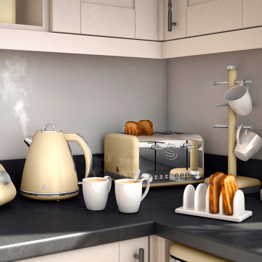 Retro 4-Slice Toaster, Cream