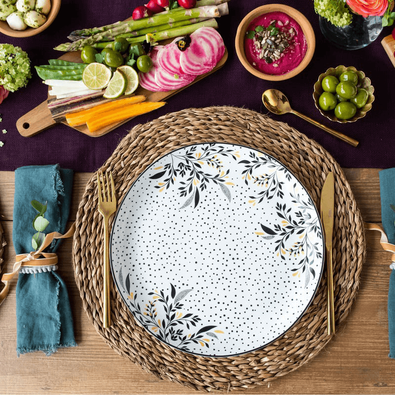 Artisanne Noir Set of 4 Dinner Plates, D27cm, Monochrome