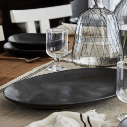 Image showing the Livia Oval Platter, D45cm, Matte Black product.