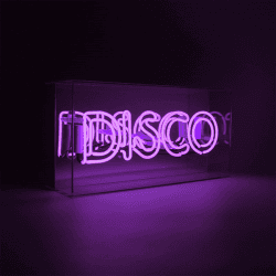 Image showing the Neon Box Disco Glass Sign, H38 x W19cm, Purple product.
