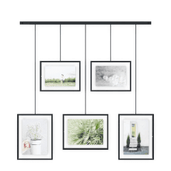 Image showing the Exhibit Set of 5 Hanging Photo Frames, Black product.