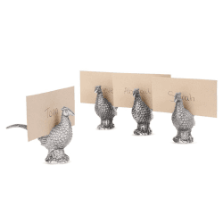 Image showing the Pheasant Set of 4 place card holders, 6 x 11cm, Aluminium And Nickel Plate product.