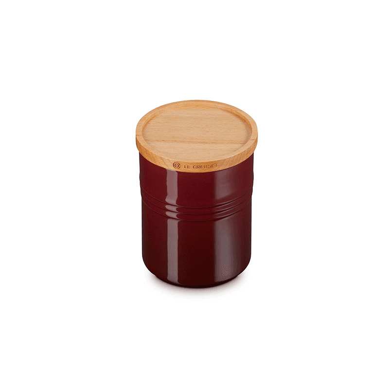 Stoneware Storage Jar with Wooden Lid, Medium, Garnet