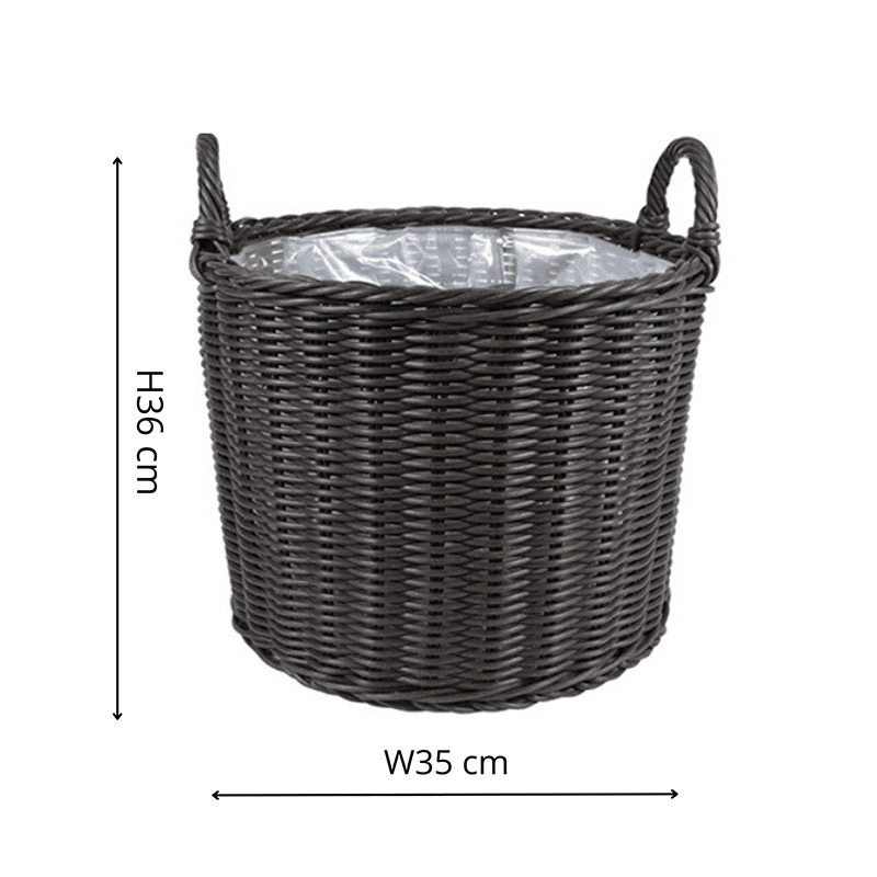Polyrattan Set of 2 Lined Planters, Willow