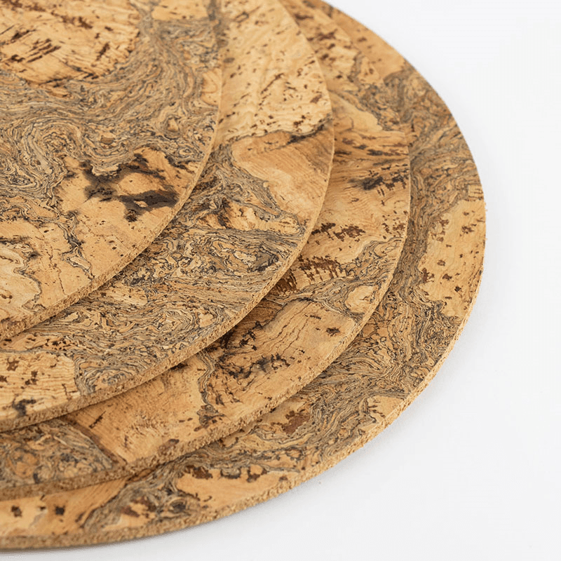 Cork Set of 4 Placemats, D30cm, Natural