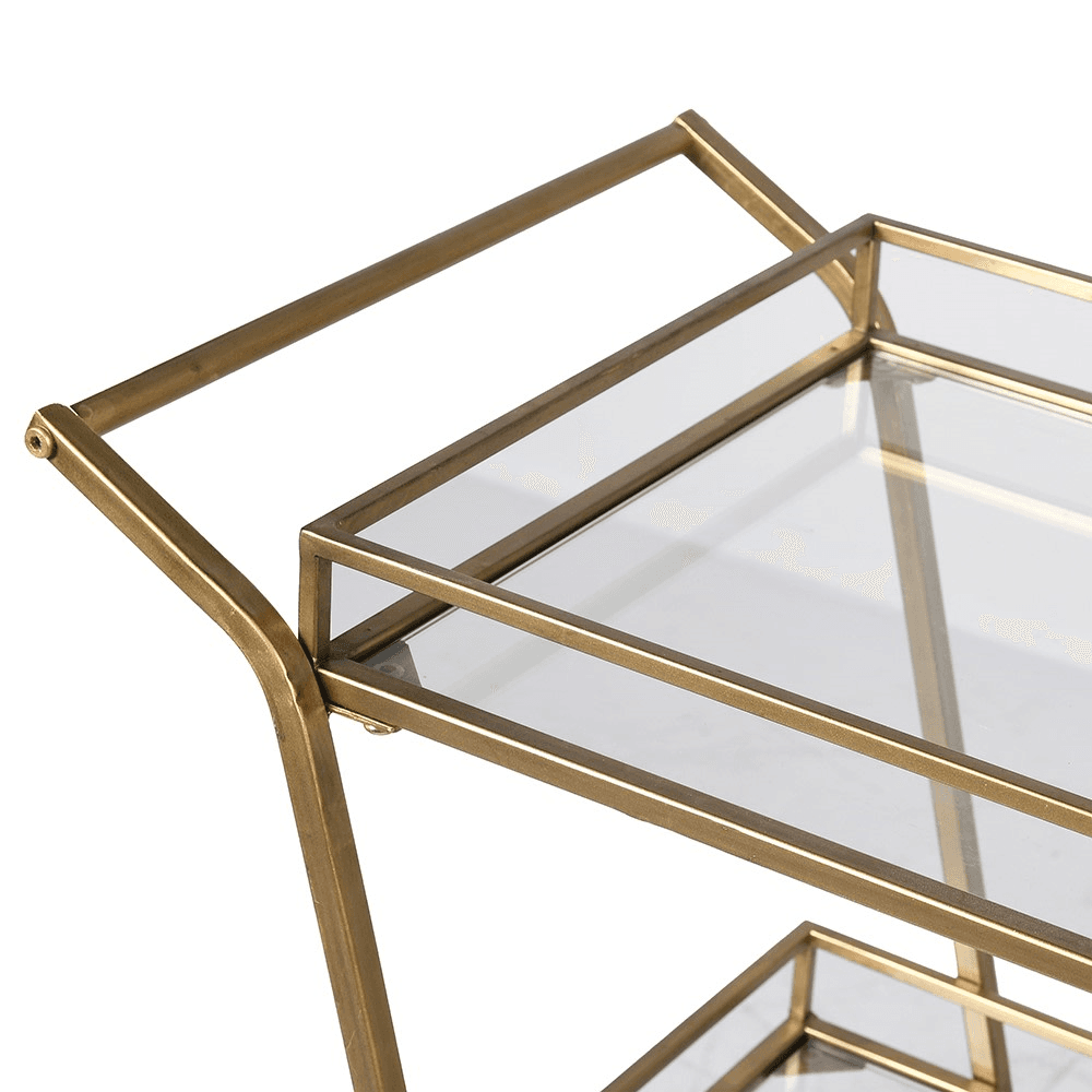 3 Tiered Drinks Trolley, 91 x 90 x 39cm, Gold