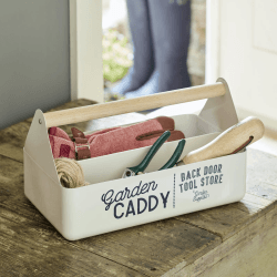 Image showing the Enamelware Garden Caddy, Stone, Cream product.