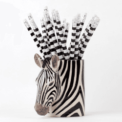 Image showing the Zebra Pencil Pot, H11cm, Black/White product.