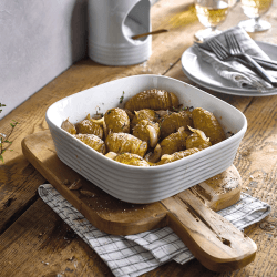 Image showing the James Martin Cook Square Dish, 23.5cm, Soft Grey product.