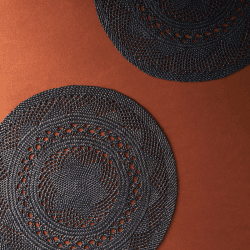 Image showing the Classic Set of 2 Open Weave Placemats, D30cm, Midnight Blue product.