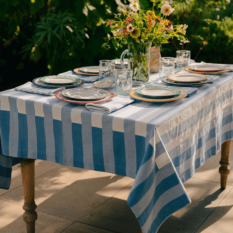 Stripe Tablecloth, W170 x L240cm, Cornflower Blue