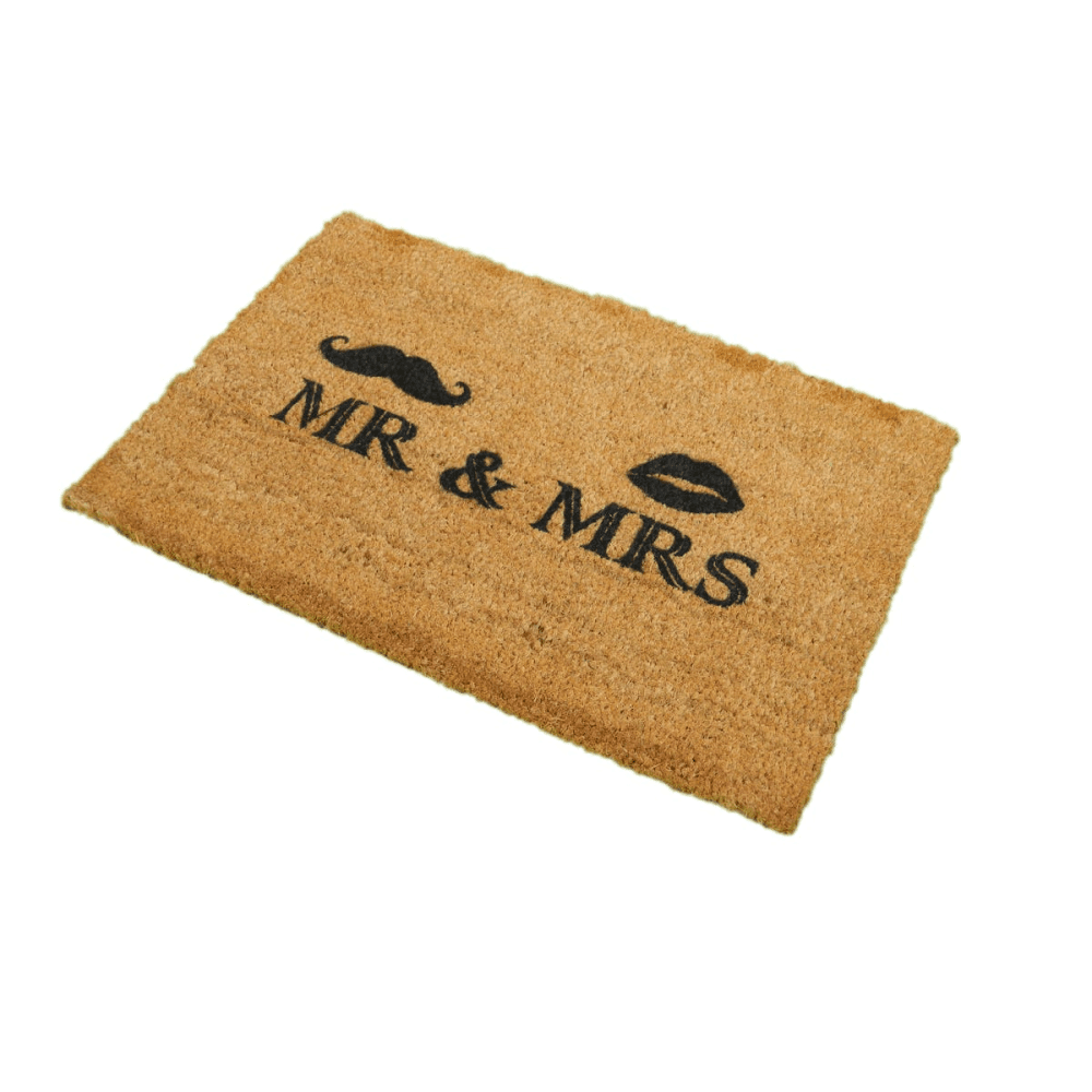 Mr and Mrs Doormat, 60 x 40cm, Natural/Black
