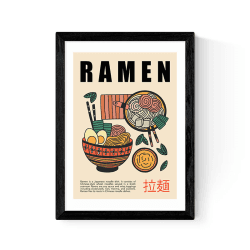 Image showing the Luxe Poster Co Japanese Ramen Print, A3, Black Frame product.