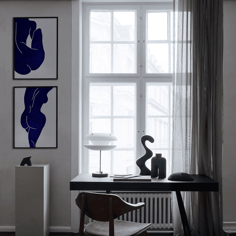 Linocut I Framed Print, 30 x 40cm, White