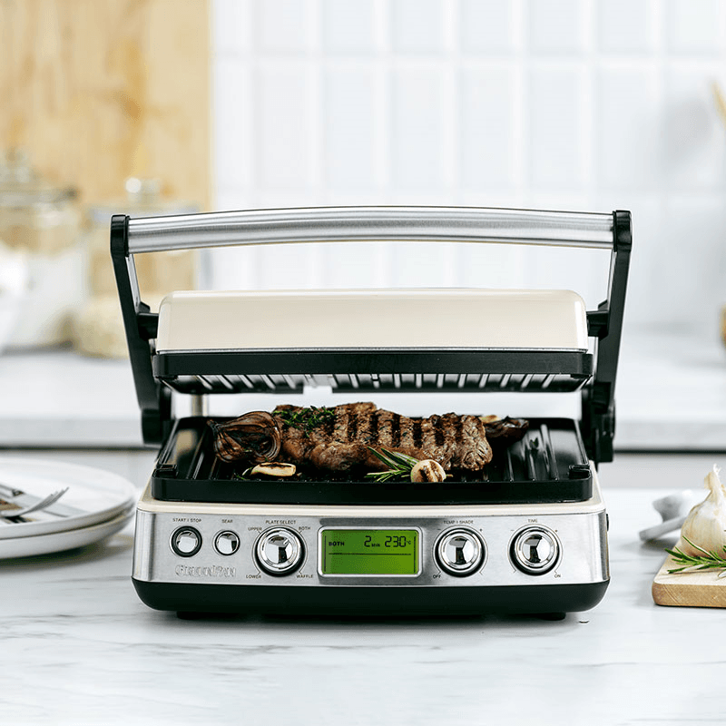 Non-Stick 3-in-1 Contact Grill & Indoor BBQ, Cream