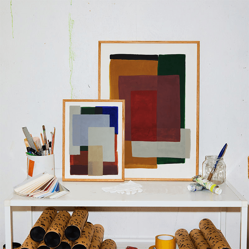 Layers 01 Framed Print, 30 x 40cm, Blue