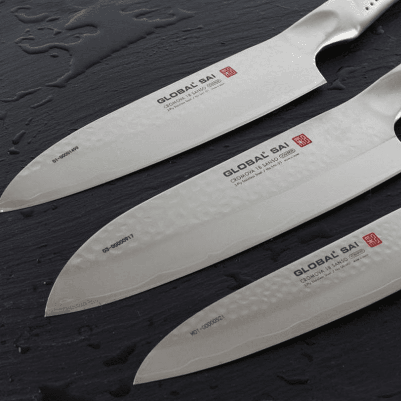 Sai 3 Piece Global Sai Knife Set, Silver