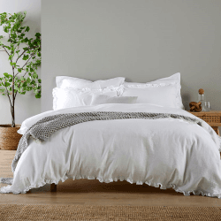 Image showing the Organic Retreat Ruffle Duvet Set, King, White product.