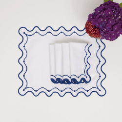 Image showing the Marni Set of 4 Napkins, L40 x W40cm, Blue &  White product.