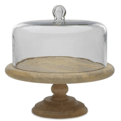 Image showing the Recycled Dome Cake Stand, H35 x D35cm, Mango Wood and Glass product.