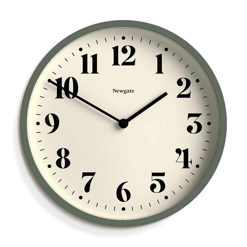 Number Four Wall Clock, D30cm, Asparagus Green