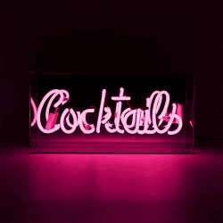 Image showing the Neon Box Cocktails Glass Sign, H38 x W19cm, Pink product.