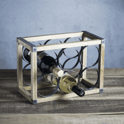 Image showing the Industrial Kitchen Vintage Style 6 Bottle  Wine Rack, Metal / Wooden product.