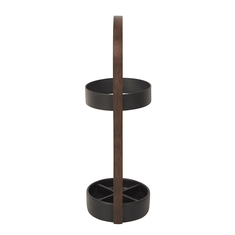 Bellwood Umbrella Stand, Black & Walnut