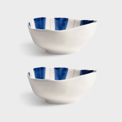 Image showing the Ray set of 2 bowls, 13 x 16.5, blue product.