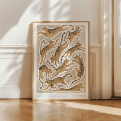 Image showing the Tigers 01 Recycled Paper Print, A3, Beige product.
