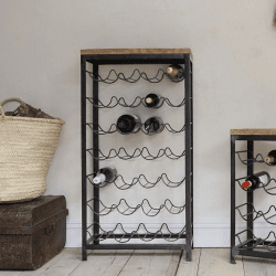Image showing the Obra Industrial 28 Bottle Wine Rack, Black and Mango Wood product.