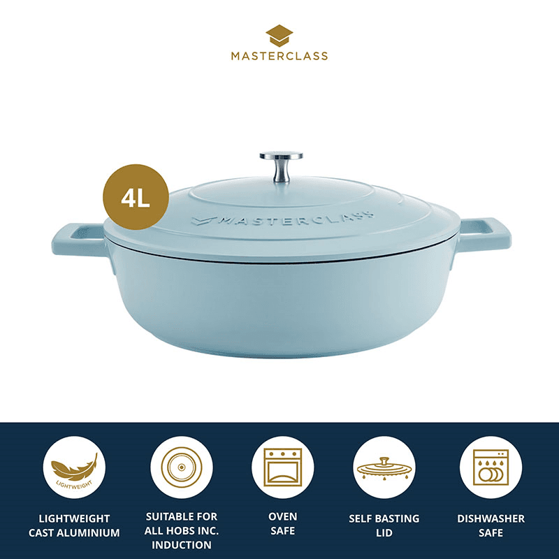 Shallow Casserole Dish, 4L, Pastel Blue