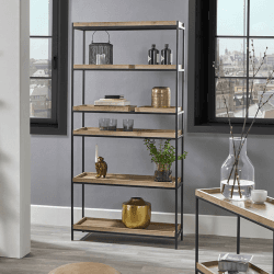 Image showing the Gallery 5 Shelf Unit, Natural Wood Veneer and Black product.