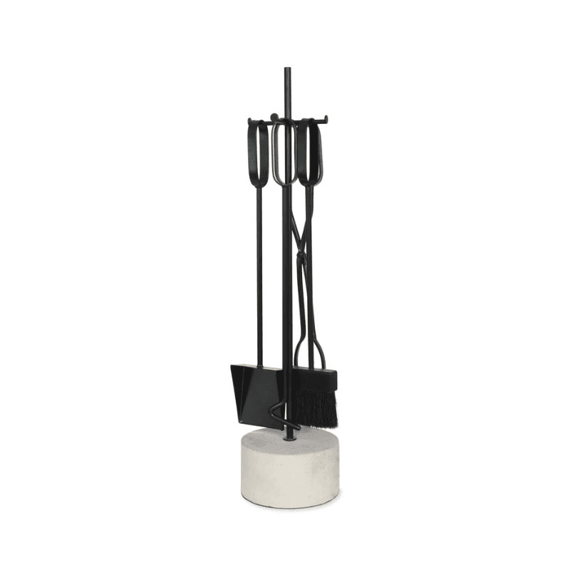 Oldbury Cement Fireside Tool Set, H22cm, Black