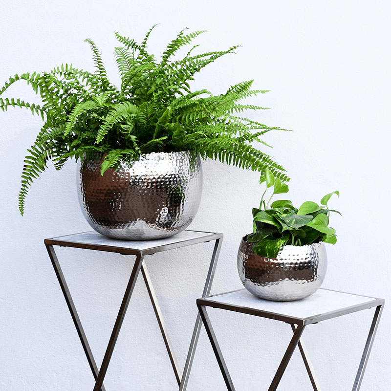Hammered Bowl planter, H21 x W30 x D30cm, Nickel