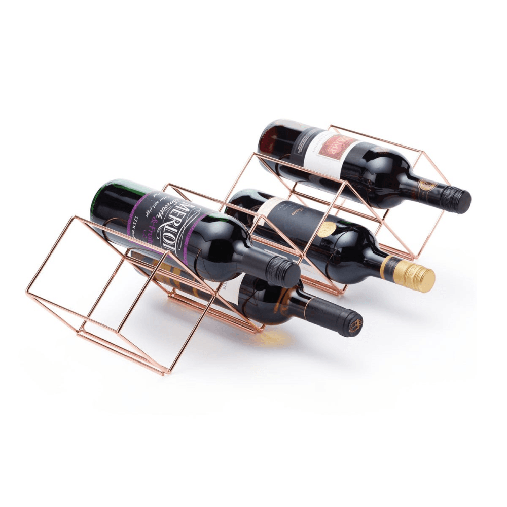 Stackable Wine Rack, 7 Bottles, Copper Finish