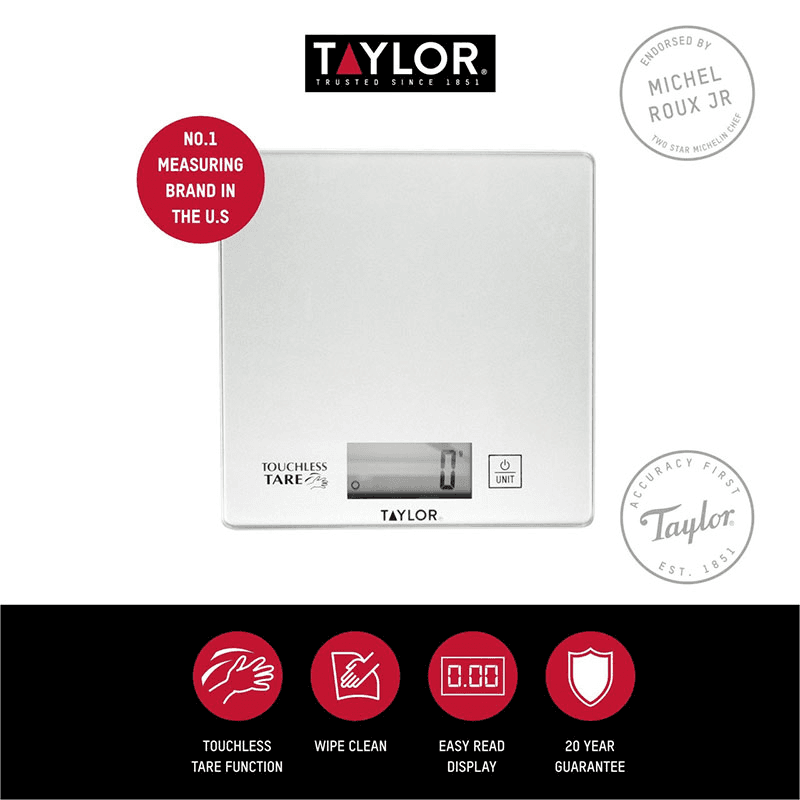 Touchless TARE Compact Digital Scales, Silver