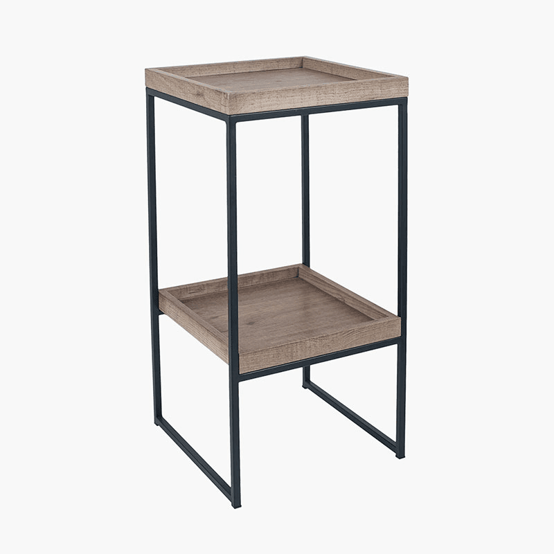 Gallery Side Table, Natural Wood Veneer and Black